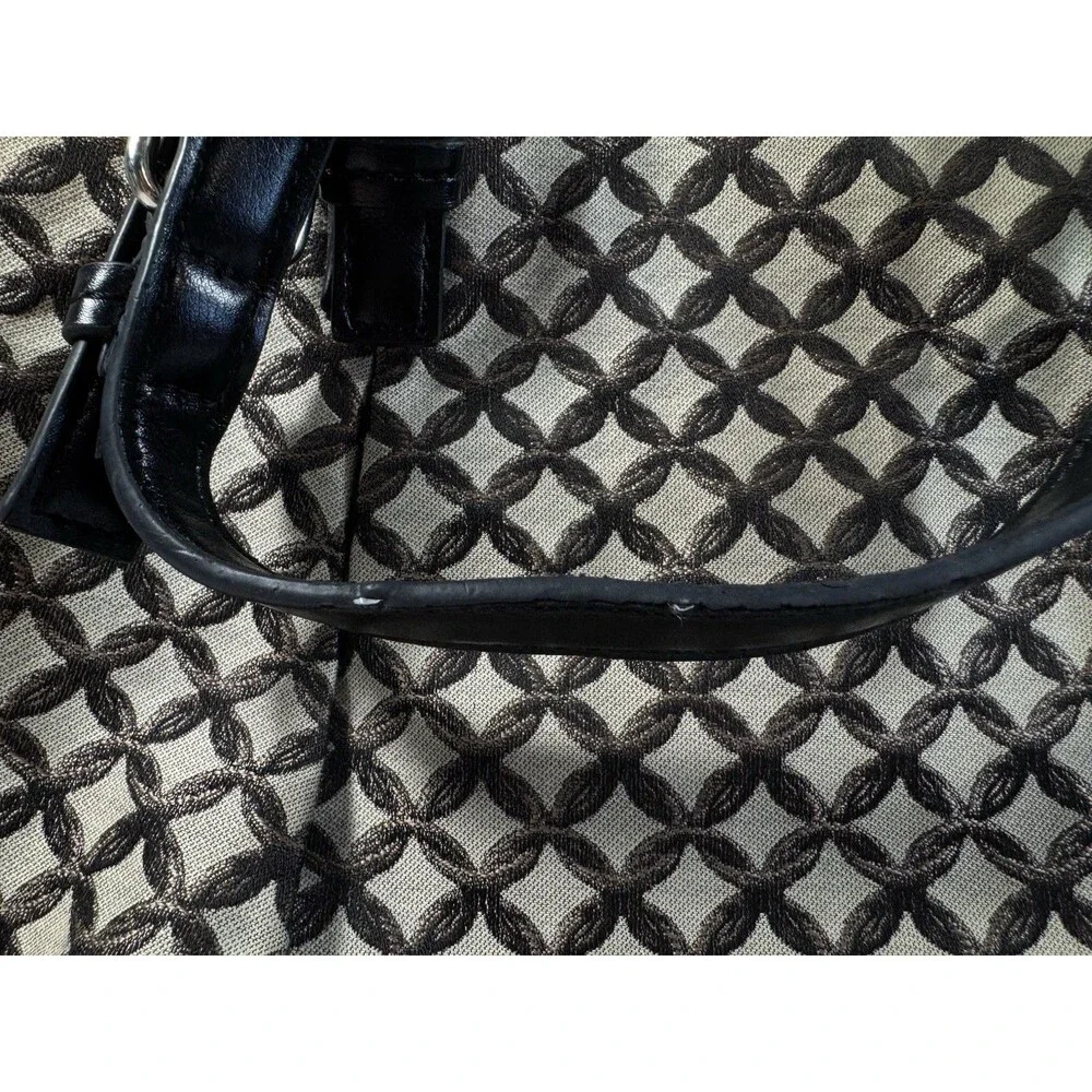 Dana Buchman Monogram Shoulder Bag Black Leather Trim Red Lining Purse